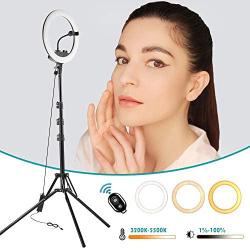 KEAYEO 14" LED Selfie Ring Light with Tripod Stand and Phone Holder for Live Stream, Makeup, Camera Beauty LightRing Tripod for YouTube Video, Photography Compatible for iPhone Android