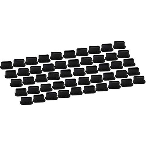 PortPlugs USB C Plug Covers (50 Pack) Silicone Dust Plugs, Compatible with Samsung s20, s10, s9, s8, Note 9, 10, Pixel, Any Type C Port on Smartphone or Laptop (Black)