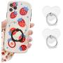 Transparent Phone Ring Heart Cell Phone Ring Holder Clear Finger Ring Stand Grips Compatible iPhones and Andriod Phones Set of 2 (Silver)
