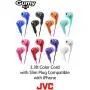 ORANGE GUMY In ear earbuds with stay fit ear tips.  Wired 3.3ft colored cord cable with headphone jack.  Small, medium, and large ear tip earpieces included.  JVC GUMY HAFX7D