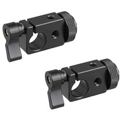 CAMVATE 15mm Single Rod Clamp Adapter with Black Thumbscrew Locking Knob (2 Pieces)