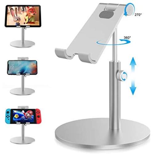 Cell Phone Stand, IKEEPI Angle Height Adjustable Cell Phone Stand for Desk,Thick Case Friendly Phone Holder Stand for Desk, Compatible with All Mobile Phones