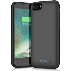 QTshine Battery Case for iPhone 6/6s/7/8, Upgraded [6000mAh] Protective Portable Charging Case Rechargeable Extended Battery Pack for Apple iPhone 6/6s/7/8 (4.7) - Black