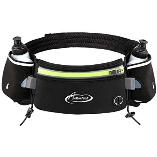 AiRunTech Running Belt with Water Bottle Holder No Bounce Hydration Belts for Runners