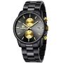 GOLDEN HOUR Mens Watches with Black/Silver Stainless Steel and Metal Casual Waterproof Chronograph Quartz Watch, Auto Date in Colorful Hands