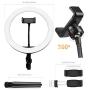 LED Ring Light with Tripod Stand 10" for Video and Makeup Cell Phone Holder Desktop LED Lamp with 3 Light Modes