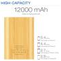 Power Bank,VINSIC 12000mAh Power Bank, 5V 4A 3 USB Ports with Smart USB Bamboo External Mobile Battery Charger Pack for iPhone, iPad, Samsung Devices, Cell Phones, Tablet PCs.
