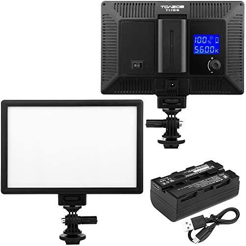 TOAZOE T119S RA CRI95 Super Slim LED Light Panel,3300K-5600K LED Video Light Panel, LCD Display Screen,Color Temperature and Brightness can be Adjusted with NP-F550 Lithium Battery