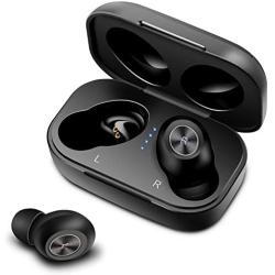Wireless Earbuds, Torteco Bluetooth 5.0 Headphones, in-Ear Stereo Wireless Earbuds with Microphone One-Step Pairing with Charging Case, IPX6 Water Proof for Running, Sports, Working, Black