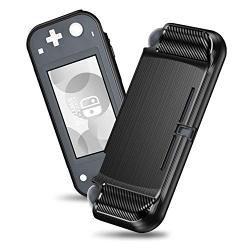 E-Began Case for Nintendo Switch Lite (2019 Release), [Carbon Fiber Brushed] Ultra Slim Thin [Anti-Scratch] with Ergonomic Grip Design, Light Weight Soft TPU Shockproof Protective Cover Case -Black