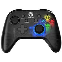 GameSir T4 pro Wireless Bluetooth Game Controller for Windows 7 8 10 PC/iOS/Android/Switch, Rechargeable Dual Shock USB Gamepad Joystick for Apple Arcade MFi Games, Semi-Transparent LED Backlight