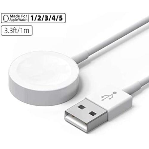 Updated Version Watch Charger, Charging Cable for Apple Watch Magnetic Wireless Portable Charger Charging Cable Cord Compatible for Watch Series 5 4 3 2 1 for All Watch 44 42 40 38-White