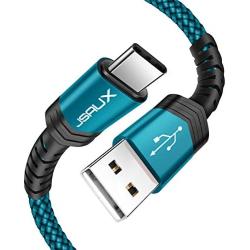 USB Type C Cable 3A Fast Charging, JSAUX(2-Pack 3.3ft+10ft) USB-A to USB-C Charge Braided Cord Compatible with Samsung Galaxy S10 S10E S9 S8 S20 Plus,Note 10 9 8,Z Flip, And Other USB C Charger(Green)