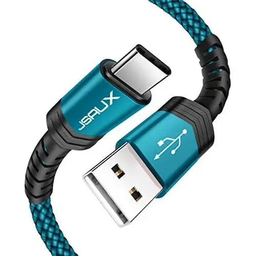 USB Type C Cable 3A Fast Charging, JSAUX(2-Pack 3.3ft+10ft) USB-A to USB-C Charge Braided Cord Compatible with Samsung Galaxy S10 S10E S9 S8 S20 Plus,Note 10 9 8,Z Flip, And Other USB C Charger(Green)