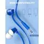 Earbuds, Vogek Tangle-Free Flat Cord Ergonomic in-Ear Headphones with Dynamic Crystal Clear Sound, Earphones with S/M/L Eartips Compatible with Samsung, Android Phone and More (Blue) Earbuds, Vogek Tangle-Free Flat Cord Ergonomic in-Ear Headphones with Dynamic Crystal Clear Sound, Earphones with S/M/L Eartips Compatible with Samsung, Android Phone and More (Blue)