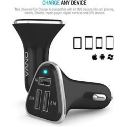Vano 3 Port USB Car Charger Adapter, Fits Any Cigarette Lighter Socket, Recharge All USB Devices, Compatible with Samsung Galaxy, iPhone and More