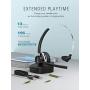 Mpow Bluetooth Headset V5.0 with Charging Base, Wireless Headphones Dual Noise Canceling Microphone, Single Ear Headset for Cell Phone, Truck Driver, Office, Call Center, Skype(Wired Option)