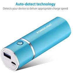 [Upgraded] POWERADD Slim 2 Most Compact 5000mAh External Battery 2.1A Ouput Portable Charger with Smart Charge for iPhones, iPad, Samsung Galaxy, HTC and More - Blue