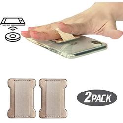 [2pc] Finger Strap Phone Holder - Ultra Thin Anti-Slip Universal Cell Phone Grips Band Holder for Back of Phone (Gold)