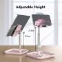 Licheers Cell Phone Stand, Adjustable Phone Stand for Desk Tablet Stand Compatible with iPad, iPhone, Android Smartphone, Nintendo Switch and More 4-11 inch Devices (Pink)
