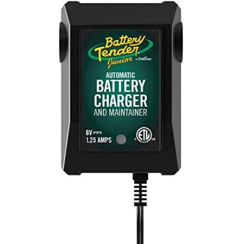 Battery Tender Junior 6V, 1.25A Battery Charger and Maintainer: Fully Automatic 6V Automotive Battery Charger for Cars, Motorcycle, ATVs, and More - SuperSmart Battery Chargers - 022-0196