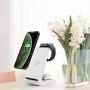 Wireless Charger Stand 3 in 1 Wireless Charging Station for Apple Watch 5/4/3/2/1 Airpods 2/ Pro Premium Qi-Certified Fast Cordless Charger for iPhone 11/Xs/X Max/XR/X/8/8Plus/Samsung S9/Note9-White