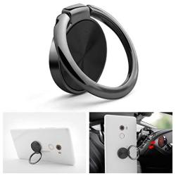 Phone Ring Holder Finger Kickstand - LANETNCY 360° Rotation Metal Ring Grip Stand for Strongly Magnetic Car Mount Compatible with All Smartphone(Black)