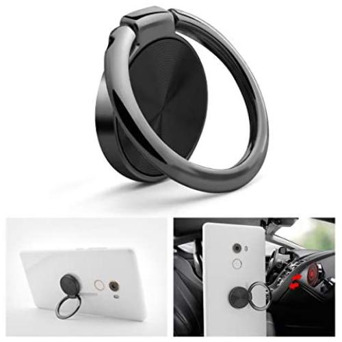 Phone Ring Holder Finger Kickstand - LANETNCY 360° Rotation Metal Ring Grip Stand for Strongly Magnetic Car Mount Compatible with All Smartphone(Black)