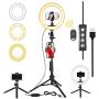 Lifecapido 10" Selfie Ring Light with Tripod Stand & 2 Phone Holders, LED Ring Lights for Photography YouTube Video Makeup Live Stream, Dimmable Lighting Kit with 3 Light Modes10 Brightness Level