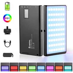 Led Video Light RGB Photography Light 1530°Full Color Bi-Color 2500K-8500K Mini Portable Pocket Panel Light with Aluminum Body Built-in 3300mAh Rechargeable Battery for YouTube DSLR Camera Lighting