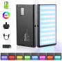 Led Video Light RGB Photography Light 1530°Full Color Bi-Color 2500K-8500K Mini Portable Pocket Panel Light with Aluminum Body Built-in 3300mAh Rechargeable Battery for YouTube DSLR Camera Lighting