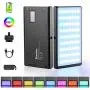 Led Video Light RGB Photography Light 1530°Full Color Bi-Color 2500K-8500K Mini Portable Pocket Panel Light with Aluminum Body Built-in 3300mAh Rechargeable Battery for YouTube DSLR Camera Lighting