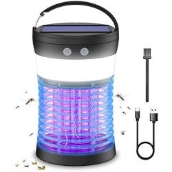 [3 in 1] Bug Zapper & Insect Fly Pest Attractant Trap & LED Camping Lantern, IP44 Waterproof, USB/Solar-Rechargeable, 9-H Battery Life, Insect Fly Traps, Mosquito Zappers, Mosquito Killer for Outdoor