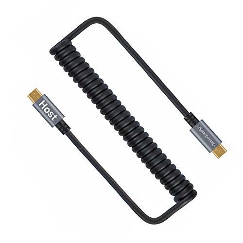 CableCreation Micro USB to Micro USB Cable, (0.56ft to 4ft) Coiled Micro USB OTG Cable with Gold Plated Connector Aluminium Shell Compatible for Smart Phones, Tablets, DJI Remote and More, Black