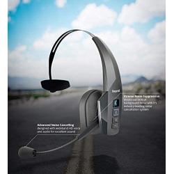 BlueParrott B350-XT BPB-35020 Noise Canceling Bluetooth Headset with 300-FT Wireless Range for iOS, Android, Windows, and Mac Bundle with Blucoil Headphones Carrying Case, and Replacement Ear Pads