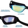 FMU Swim Goggles, Swimming Goggles No Leaking Anti Fog UV Protection Triathlon Swim Goggles with Nose Clips + Ear Plugs Free Protection Case for Adult Men Women Youth Kids Child