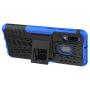 ComoUSA Designed for Galaxy A10e Case with 9H Tempered Full Glass Screen Protector, Shockproof Slim Protective with Kickstand Hard Phone Cover for Samsung Galaxy A10e Phone (Blue)