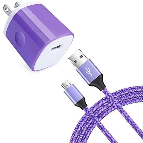 Single Port Charger Block, Charging Cable Android Fast Charge Android Charger Kit Compatible for Samsung Galaxy S7/S6 Edge Note 5/4/J7/Tab S2,LG K30/K20/V10,LG Stylo 2/3 Plus,Moto G5 E4 Droid Turbo 2