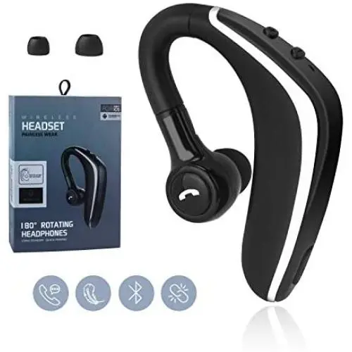 TechKen Bluetooth Headset, Newest BT5.0 Ear Piece Wireless Driving | Office | Business Headsets Compatible with iPhone, Android, and Other Leading Smartphones TechKen Bluetooth Headset, Newest BT5.0 Ear Piece Wireless Driving | Office | Business Headsets Compatible with iPhone, Android, and Other Leading Smartphones