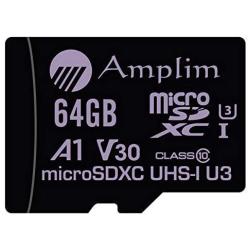 64GB Micro SD Card Plus Adapter Pack, Amplim 64 GB MicroSD SDXC Class 10 Pro U3 A1 V30 Extreme Speed 100MB/s UHS-I UHS-1 TF XC MicroSDXC Memory Card for Cell Phone, Nintendo, Galaxy, Fire, Gopro