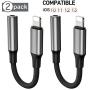 [Apple MFi Certified] Lightning to 3.5mm Headphone Jack Adapter, [2 Pack] iPhone Headphone Adapter, Compatible for iPhone 11/11 Pro/11 Pro Max/XS/XR/X 8 7P, iPad, iPod (Support iOS 10-13 Accessories)