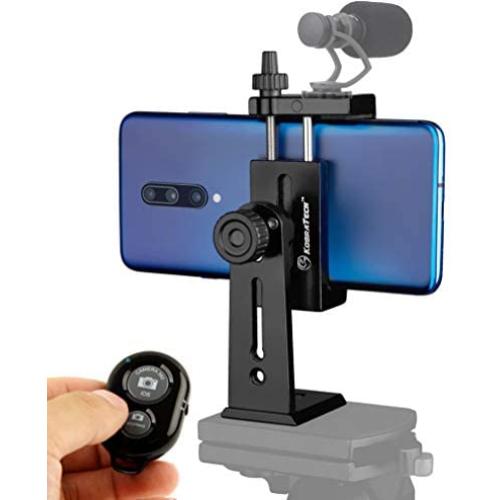 KobraTech Metal Cell Phone Tripod Mount - UniMount 360 Pro Heavy Duty iPhone Tripod Mount with Remote