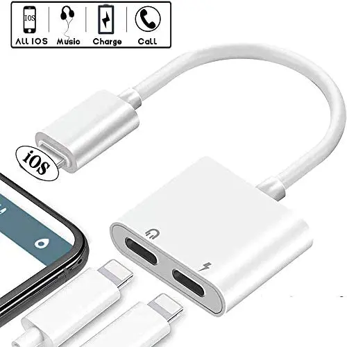 MoonshineStillPro Dual Lightning Adapter, 2 in 1 Double Lightning Headphone Audio + Charge Splitter for iPhone 11/11Pro/X/XR/XS/XSmax/8/7, iPad, Support All iOS System(for Original Earphone only)