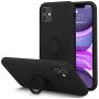 KUMEEK for iPhone 11 Case Fingerprint | Kickstand | Anti-Scratch | Microfiber Liner Shock Absorption Gel Rubber Full Body Protection Liquid Silicone Case for iPhone 11-Black