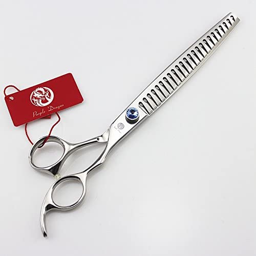Purple Dragon 8.0 inch Professional Pet Grooming Scissors - Dog Chunker Shears - Adult Animal Thinning Hair Shears for Pet Groomer or Family DIY
