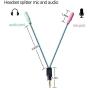 Headset Mic and Audio Splitter Cable,Headphone Stereo Y Jack Splitter Adapter, Male 3.5 mm to 2 Port 3.5 mm Famale for PC,Earphone,Tablet,PS4,Xbox one (Blue)