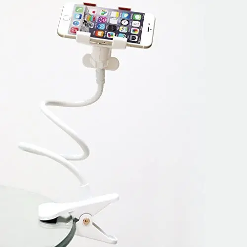 HOOSUN Gooseneck Flexible Long Arms Cell Phone Clip Holder Stand, Lazy Bracket for for iPhone, GPS Devices,Fit On Desktop Bed Mobile Stand for Bedroom, Office,Bathroom, Kitchen (White) HOOSUN Gooseneck Flexible Long Arms Cell Phone Clip Holder Stand, Lazy Bracket for for iPhone, GPS Devices,Fit On Desktop Bed Mobile Stand for Bedroom, Office,Bathroom, Kitchen (White)