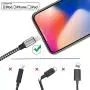 iPhone Charger, YOKERSU Nylon Braided Lightning Cable 3PACK 6ft Extra Long High Speed Data Sync Transfer Charging Cord Compatible with iPhone Xs MAX XR X 8 Plus 7 Plus 6S Plus 6 Plus SE 5S iPad(Gray)