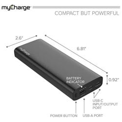 myCharge Portable Charger Power Bank - USB C Battery Pack RazorTurbo (20100mAh / 18W) Fast Charging QC/PD Type C External Cell Phone Backup for Apple iPhone, iPad & Android for Samsung Galaxy