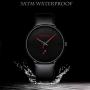 Mens Watches Ultra-Thin Minimalist Waterproof-Fashion Wrist Watch for Men Unisex Dress with Leather Band